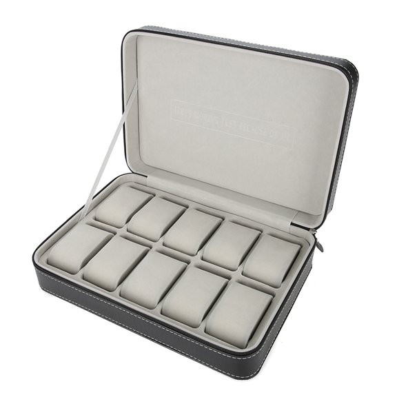 Yajisi 10 Grids Watch Display Storage Box Zipper Travel Collector Case Organizer in Brown[cite: 1]