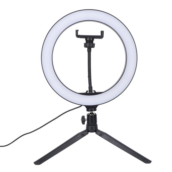 Yajisi 10 Inch / 25.4 cm Circle Fill Light Bright Dimmable LED Cellphone Round Lamp with Tripod for Live Streaming Vlogging and Makeup Content Creation