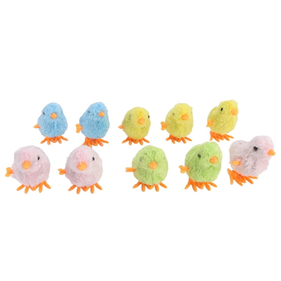 Yajisi 10 Pcs Clockwork Chick Toy Cute Fun Colorful Stuffed Hopping Wind Up Toy for Cats Kittens, Plush Material Jumping Chicken, Interactive Pet Supply (7.87 inches / 20.0 cm)