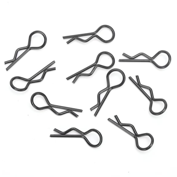 Yajisi 10 Pcs RC Car Shell Clips R-Shape Metal Body Pins for 1/5 1/6 1/8 1/10 Scale Models, High-Durability Replacement Accessories for Electric RC Cars, Secure Fastening, Black