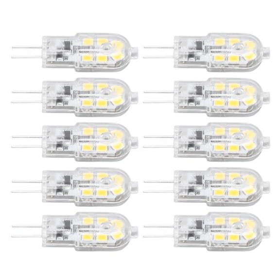 Yajisi 10-Piece G4 LED Dimmable Light Bulbs, 1.5W Equivalent, 300 Lumens, 6500K Bright White Light, Transparent Shell Landscape Lighting Replacement Bulbs, DC 12V, 360-Degree Beam Angle (10 Pack)