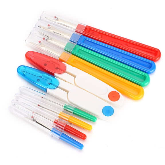 Yajisi 10-Piece Sewing Tools Set - 8 Seam Rippers (Large & Small) with 2 Thread Snip Scissors - Colorful Plastic Handle Embroidery DIY Craft Supplies (5.51 inches / 14 cm)