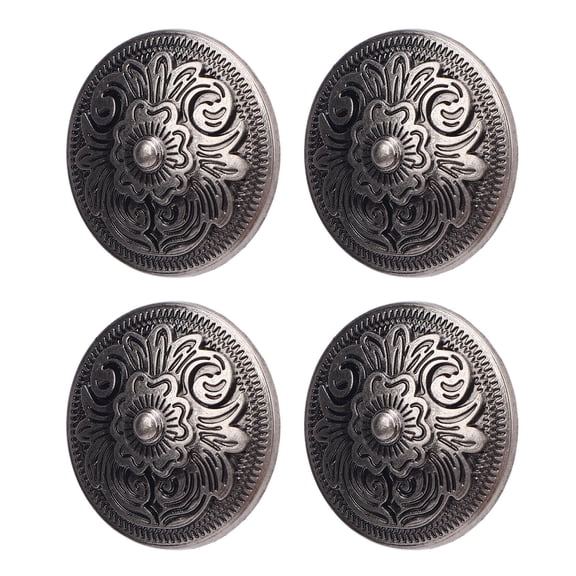 Yajisi 10 Sets Gunmetal Leathercraft Rivet and Screw Set, 32mm (1.26 inches) Flower Texture Decorative Rivets with 7mm Crossed Screws for Collar, Belt, Handbag, Jeans, and Wallets DIY Crafting