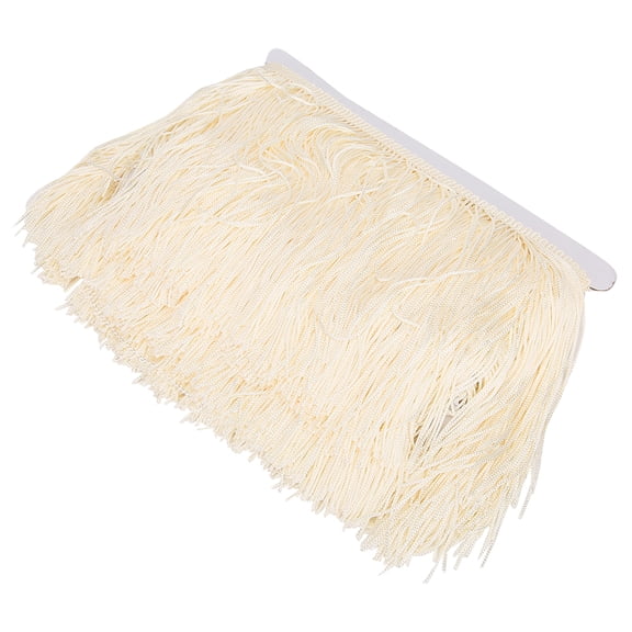 Yajisi 10 Yards 5.5 Inches / 14 cm Long Fringe Tassel Polyester Lace Trim Ribbon for Sewing, Stage Costumes, and DIY Window Curtain Decor - Beige