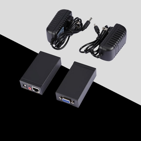 Yajisi 1080P 100M VGA SVGA Video Audio Extender Extension Over RJ45 CAT5e/6 High Definition Signal Transmitter Receiver Kit (100m / 328ft)