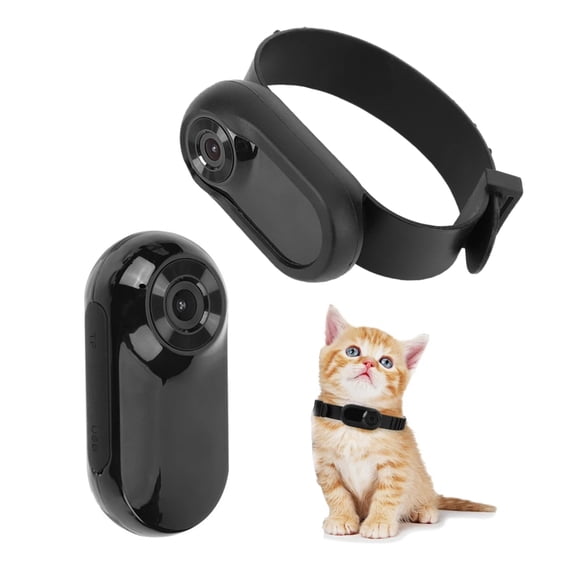 Yajisi 1080P HD Pet Camera Collar for Cats and Dogs, Lightweight Mini Action Video Camera with 90-Degree Wide Angle Lens, 0.96-Inch IPS Display Screen, Perfect for Outdoor Activity Recording Black