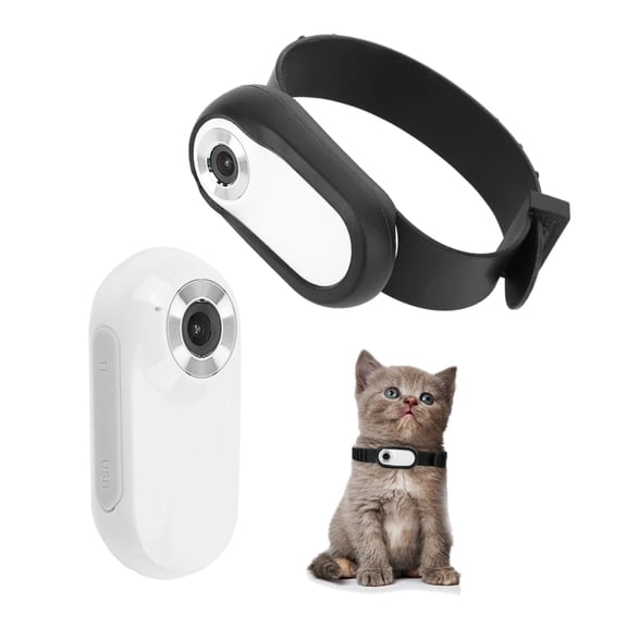 Yajisi 1080P HD Pet Camera Collar for Cats and Dogs, Lightweight Mini Action Video Camera with 90-Degree Wide Angle Lens, 0.96-Inch IPS Display Screen, Perfect for Outdoor Activity Recording White
