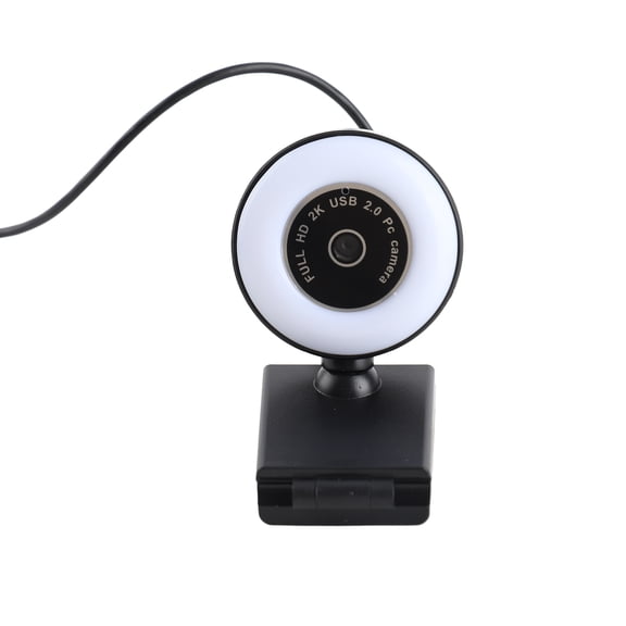 Yajisi 1080P HD Webcam with Adjustable Ring Light, Noise-Reducing Microphone, 360-Degree Rotation, Plug and Play USB Web Camera for Online Learning and Video Chat