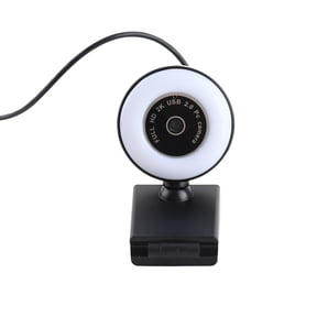 Yajisi 1080P HD Webcam with Adjustable Ring Light, Noise-Reducing Microphone, 360-Degree Rotation, Plug and Play USB Web Camera for Online Learning and Video Chat