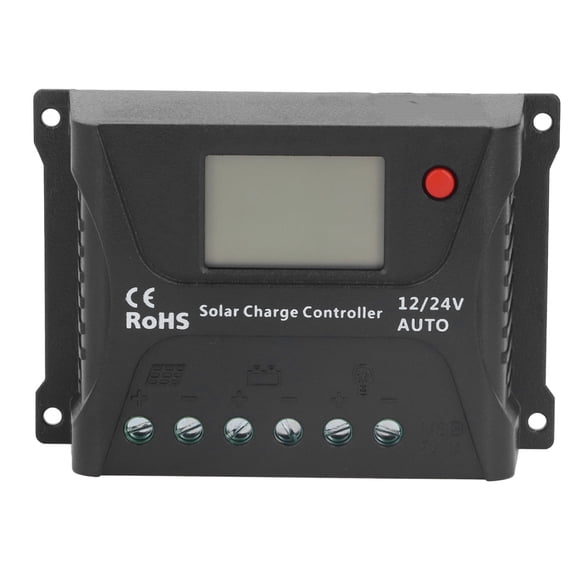 Yajisi 10A 12V/24V Solar Charge Controller PWM Discharge Control LED Display with USB for Battery - Renewable Energy