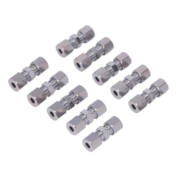 Yajisi 10Pcs Brake Line Connector Chrome Plated Copper Brake Pipe Fitting for 4.75mm (0.19 inches) Dia Tube - Universal Vehicle Hardware
