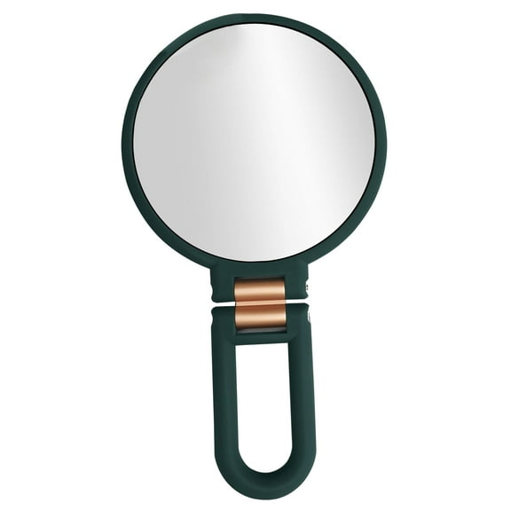 Yajisi 10X Magnifying Handheld Mirror, Folding Handle Double-Sided Portable Travel Hand Mirror, Convertible Tabletop Pedestal Makeup Vanity Accessory, Wall-Mounted, 5.9 inches / 15 cm, Dark Green