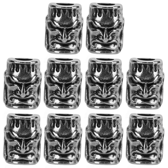 Yajisi 10pcs Metal Paracord Knife Lanyard Beads 6mm Hole for Bracelet Making Double Sided Buddha and Devil Type
