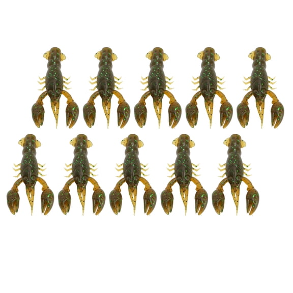 Yajisi 10pcs Soft Fishing Lure Crawdad Bait PVC Shrimp Artificial Baits for Bass Green 5.51 inches / 14 cm