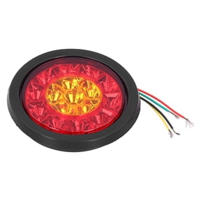 Yajisi 12-24V 16LED Round Taillight Red Yellow Turn Signal Light for Trailer Truck RV Caravan Camper (5.9 inches / 15 cm) Direct Replacement Waterproof Rear Stop Brake Lamp Assemblies