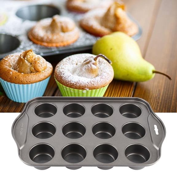 Yajisi 12-Cup Nonstick Carbon Steel Mini Round Cheesecake Pan, Professional Muffin Baking Mold (13 x 8.2 in / 33 x 20.8 cm)