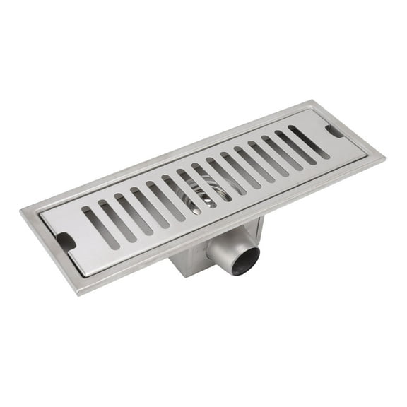 Yajisi 12 Inch / 30 cm Linear Shower Drain Rectangular Floor Channel Quick Drainage with Anti Odor Check Valve for Bathroom
