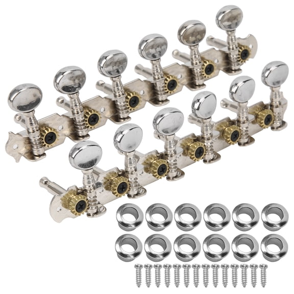Yajisi 12 String Guitar Tuning Key Metal Machine Head Open Tuners Peg Musical Instrument Replacement Parts for Folk Acoustic Guitars, Silver, 1 Set (7.48 inches / 19 cm)