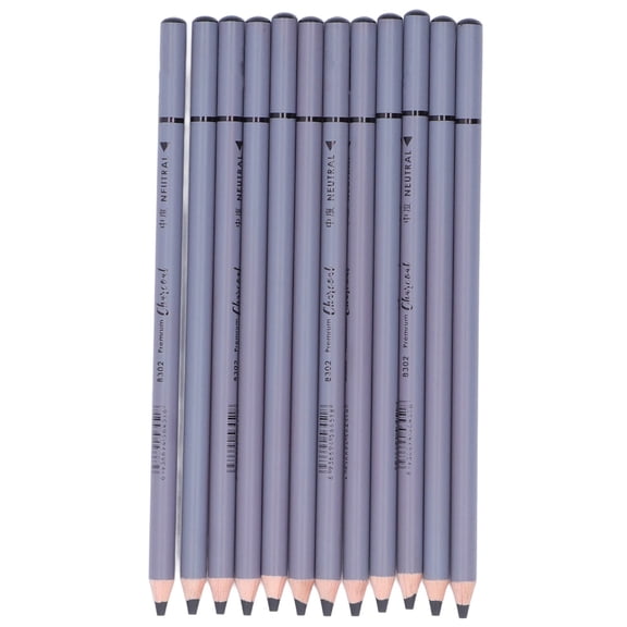 Yajisi 12Pcs Charcoal Pencils Medium Flexible Smooth Writing Carbon Pens for Detailed Drawing Sketching Black (7.09 inches / 18.00 cm)