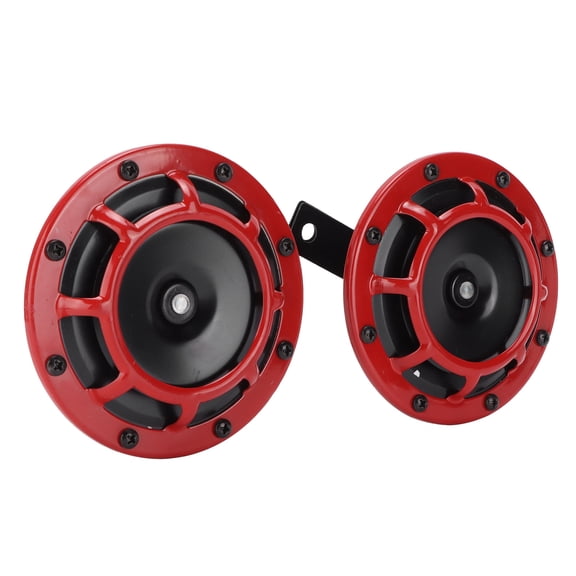 Yajisi 12V Electric Automotive Horn Pair Red Compact Super Tone Loud Blast 139-170DB Universal Fit For Cars Trucks Motorcycles RVs ATVs (4.72 inches / 12 cm)
