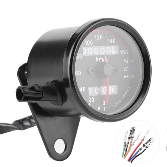 Yajisi 12V LED Odometer Speedometer Tachometer Retro Style High Accuracy Universal Motorcycle Gauge Replacement Dash Instrument Cluster, Black (3.54 in / 9 cm)