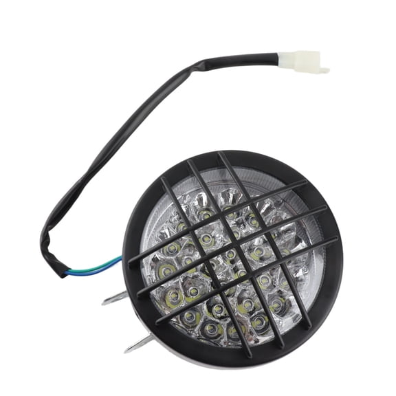 Yajisi 12V Motorcycle Headlight with Grill High Low Beam Super Bright Universal Replacement Front Lamp for Scooters Bikes Dirt Bikes Off Road Vehicles Modification Durable DOT Compliant ABS Housing