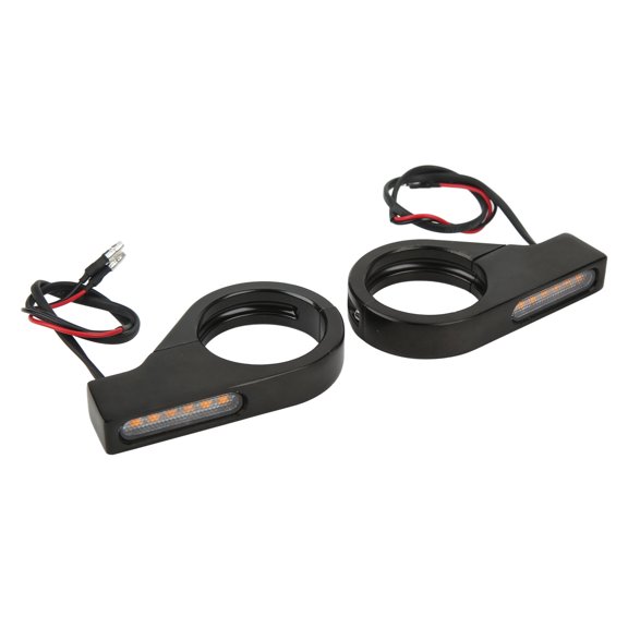 Yajisi 12V Motorcycle LED Turn Signal Light Waterproof Bright Universal Blinker Lamp for 41mm Fork Tubes, Black