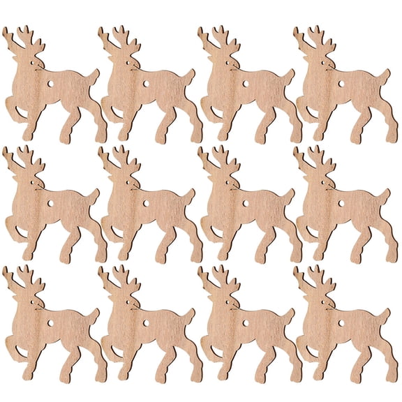 Yajisi 12pcs Christmas Tree Hanging Decoration Wooden Love Heart Reindeer Angel DIY Crafts Ornament (2.76 inches / 7 cm)[cite: 1]