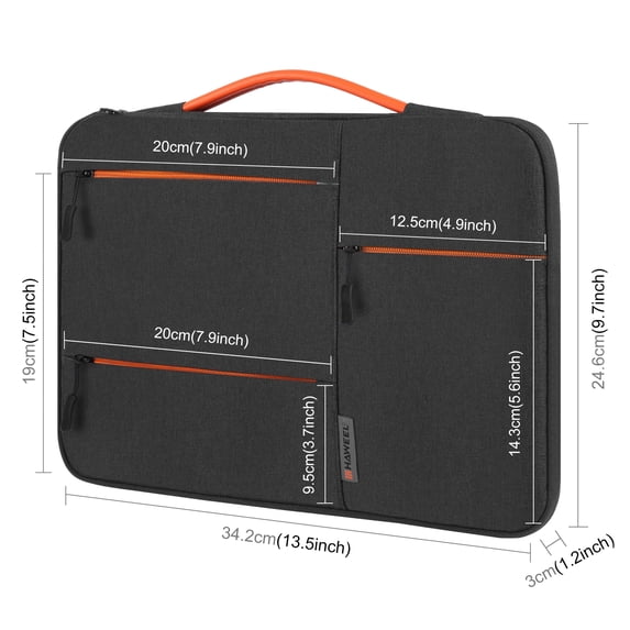 Yajisi 13 Inch Laptop Sleeve Case 4-Layer Waterproof Notebook Bag with Handle for MacBook Air Pro Surface Dell XPS, Black