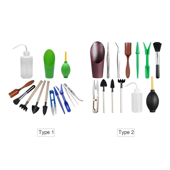 Yajisi 13PCS Mini Garden Hand Tools Bonsai Succulent Miniature Planting Tool Set With Leaf Trimmer Rake Shovels Watering Bottle For Indoor Outdoor Care
