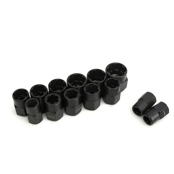 Yajisi 13Pcs Nut Bolt Extractor Socket Set, Damaged Rusted Bolt Removal Tool, Fits 1/4"-11/16" (6.35-17.5 mm) & 8-19 mm, 3/8" Drive Storage Case Included