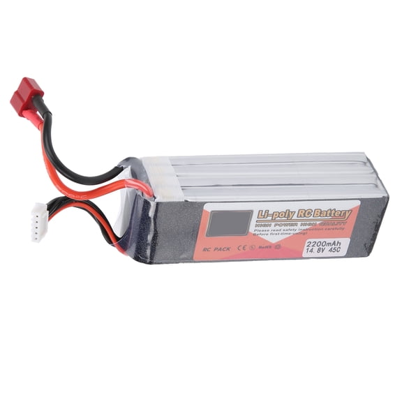 Yajisi 14.8V 2200mAh 45C 4S LiPo Battery Pack with T Plug High Capacity Rechargeable Power Replacement for Remote Control RC Cars Trucks Boats Airplanes and Drones (4.1 x 1.3 x 1.2 inches)