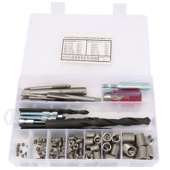 Yajisi 142Pcs Stainless Steel Wire Screw Sleeve Thread Repair Insert Kit Tool Set[cite: 1]