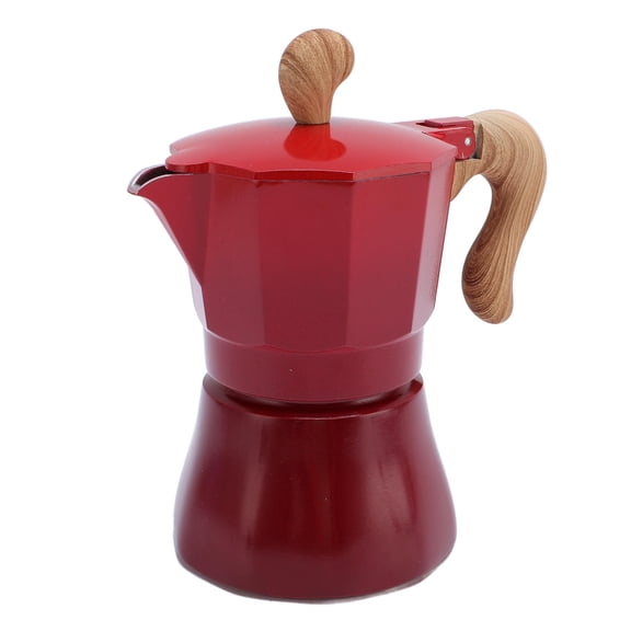 Yajisi 150ml Italian Coffee Maker with Distributor, Dual‑Ended Spoon, 100 Paper Filters – 3‑Cup Red Aluminum Pot