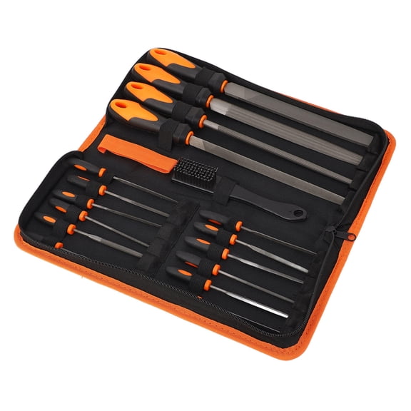 Yajisi 18Piece T12 Steel File Set Flat, Triangular, Round, Needle & HalfRound Files with Soft Rubber Handles, Includes Portable Storage Bag Ideal for Wood, Metal, Glass & DIY Projects