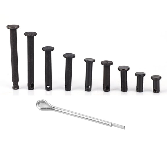 Yajisi 180Pcs M5 Flat Head Dowel Pins with Hole and Cotter Pins Assortment Kit, 5mm (3/16-Inch) Hardware Fastener Set with Storage Box for Furniture Automotive Repair (10mm-45mm Lengths)