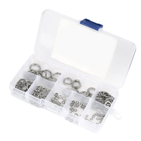 Yajisi 180pcs M2-M10 Stainless Steel SS304 Spring Washer Assortment Kit with Storage Box, Silver