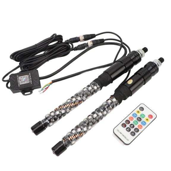 Yajisi 1ft Universal LED Whip Light 2-Pack RGB Chasing Antenna Whips Lamp with APP Remote Control 20 Colors Waterproof IP67 Off-Road Warning Lighting for UTV ATV Truck RZR Boat