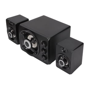 Yajisi 2.1 Channel Wired Computer Speakers with RGB LED Light, Subwoofer Multimedia Audio System for PC Laptop, New Black (10.24 inches / 26 cm)