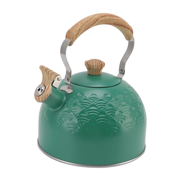Yajisi 2.5L / 85 oz Whistling Tea Kettle, Premium Stainless Steel Stovetop Teapot with Cloud Pattern and Cool Touch Wood Handle for Fast Boiling