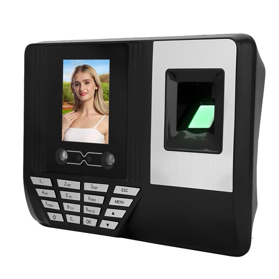 Yajisi 2.8 Inch LCD Display Face and Fingerprint Recognition Attendance Time Clock Machine with High-Precision Optical Reader Offline Working System for Office and Business Employee Management Black