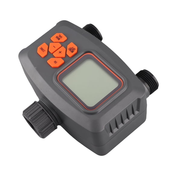 Yajisi 2 Outlet Hose Watering Timer 2 Zone Automatic Sprinkler Controller with G3/4 to G1/2 Adapter, Battery Operated Smart Irrigation System for Lawn Garden Greenhouse (5.12 inches / 13 cm)