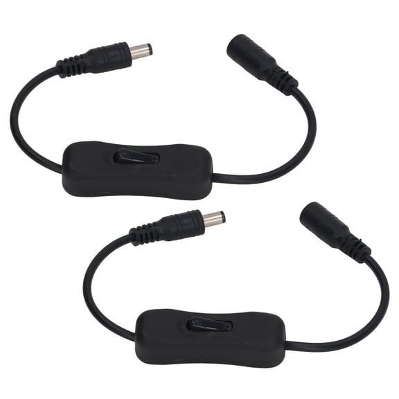 Yajisi 2-Pack 11.5 inches / 29.2 cm DC Power Inline Cable, 12V Switch Function Male to Female Extension Cord for LED Strip Light, CCTV Camera, Water Pump, Durable ABS Material Replacement Cord
