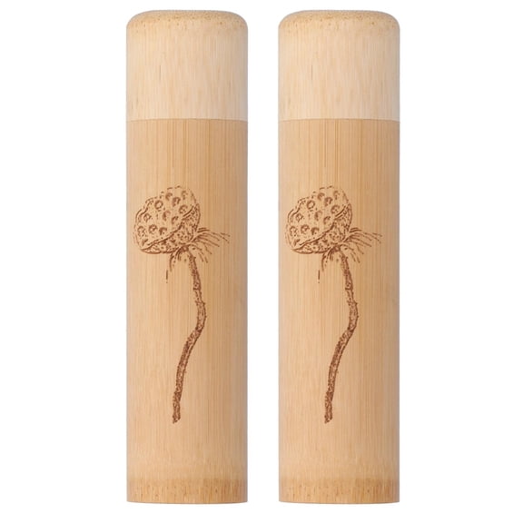 Yajisi 2‑Pack Bamboo Tea & Spice Canisters, Eco‑Friendly Carbonized Bamboo, Lily Pattern, Portable Tea Jar with Lid, Ideal for Tea, Coffee, Nuts, Gifts