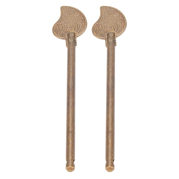 Yajisi 2Pack Brass Door Latch Locking Pins, 11cm LeafShaped Retro Style, 0.5cm Diameter, Ideal for Cabinets & Drawers