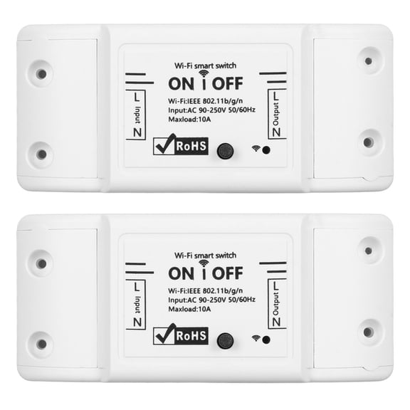 Yajisi 2-Pack Mini Smart WiFi Switch, Wireless Remote Voice Control Switch, AC 90-250V 10A, Compatible with Alexa & Google Assistant, White (3.54 in / 9 cm)