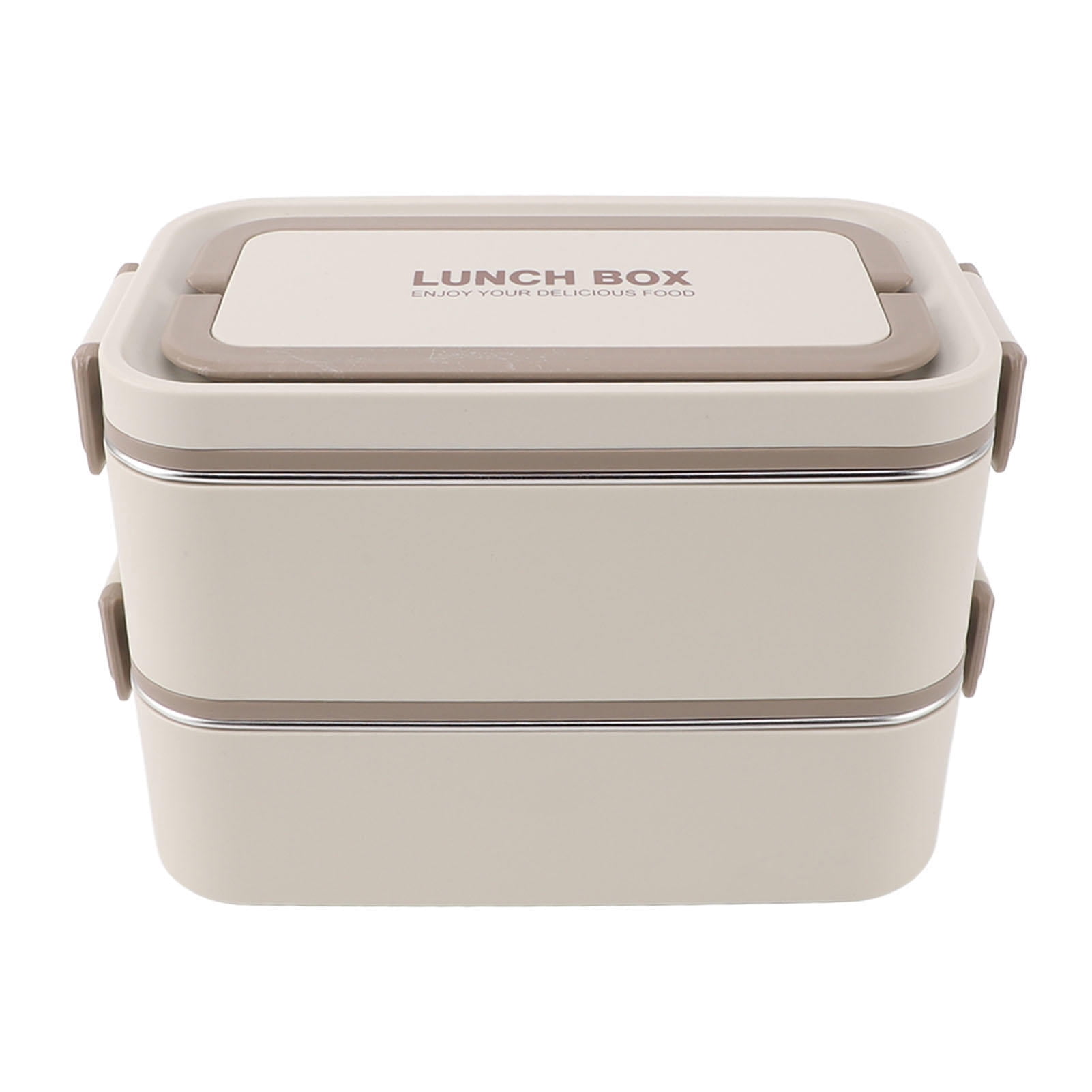 Yajisi 2-Tier Stackable Bento Box, 304 Stainless Steel Insulated Lunch Container, Leakproof Compartment, Light Apricot, 8.66 x 5.91 x 4.72 in