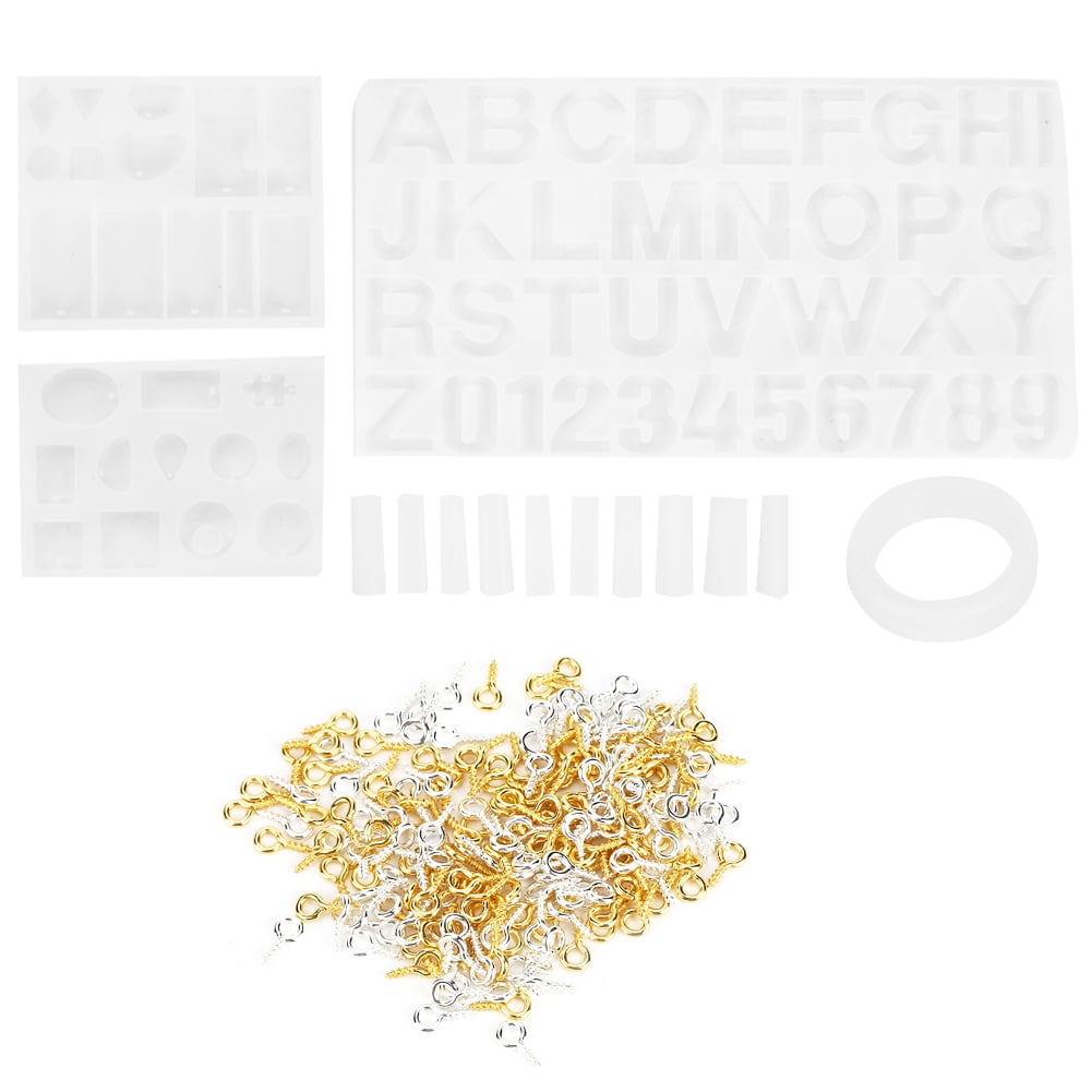 Yajisi 214-Piece Silicone Casting Molds Set, DIY Resin Earring Pendant Jewellery Making Kit for Crafting Accessories, Includes Alphabet & Bracelet Moulds (8.66 inches / 22.0 cm)