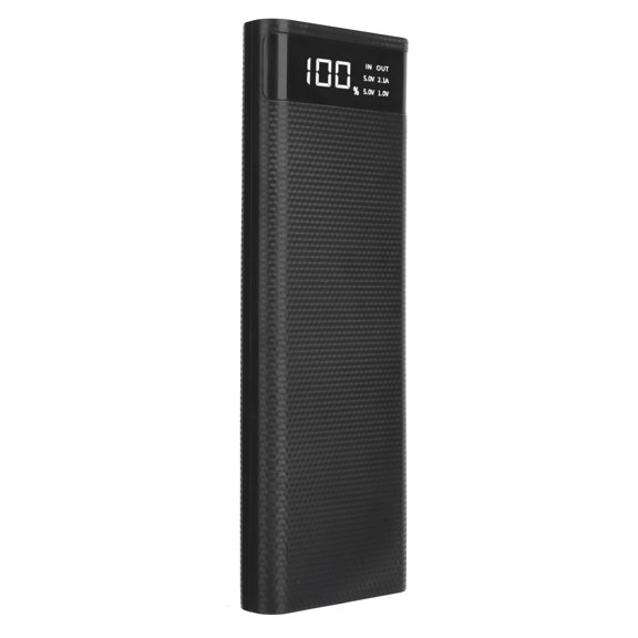 Yajisi 22.5W Fast Charging 10-Slot 18650 Battery Storage Case Solder-Free DIY Mobile Power Bank Box Kit Holder with LED Flashlight Dual USB Output for Smartphones Black (Batteries Not Included)