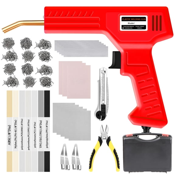 Yajisi 220W Professional Plastic Welder Repair Kit 1200 Staples 56 Rods Auto Bumper Toolbox US Plug 28 cm